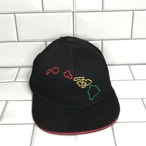 ROBIN RUTH HAWAIIAN Red/Yellow/Green Islands Black SnapBack; Preloved